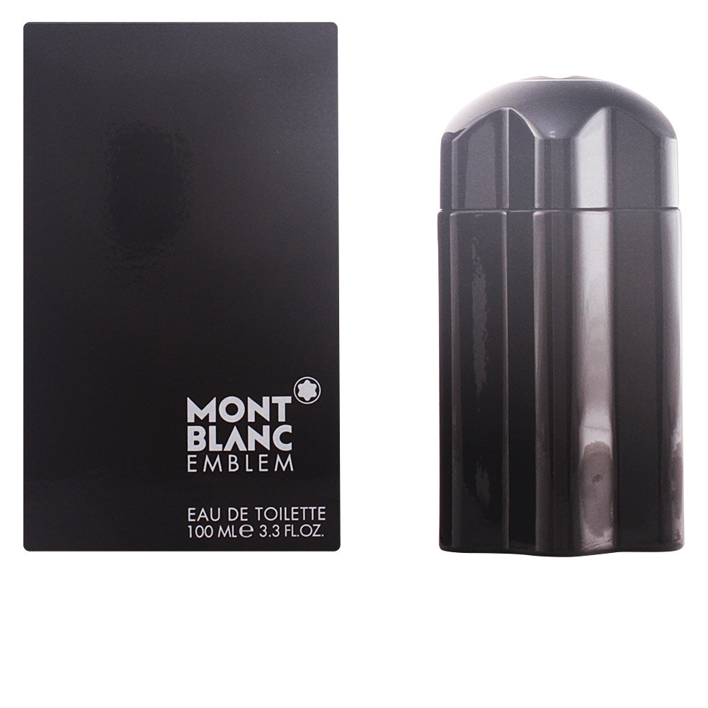 Dark glass 100 ml eau de toilette bottle with emblem cap, spiced aromatic notes