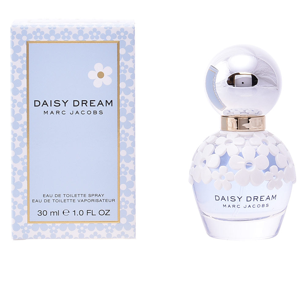 Deep blue glass perfume bottle with white daisy motif, 100 ml, floral-fruity scent