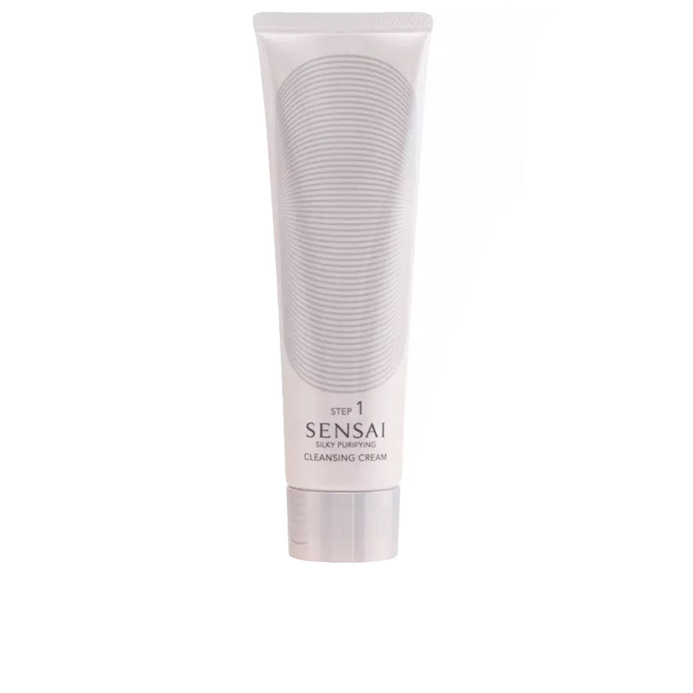 Sensai White plastic tube with striped oval pattern and screw cap, minimalist design