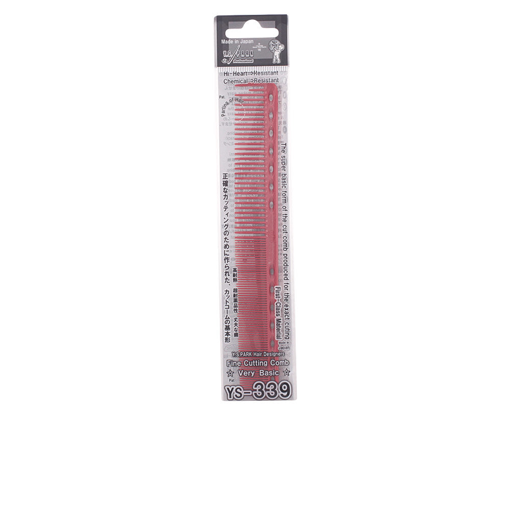 Red 180 mm rounded-tip plastic styling comb for scalp-friendly grooming