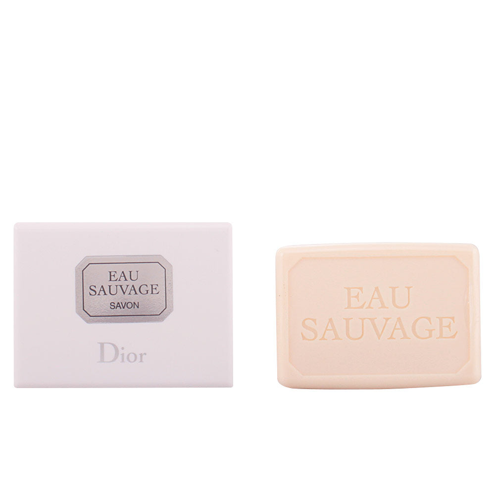 Dior Light beige rectangular bar soap with embossed text, smooth surface, and included packaging box, .