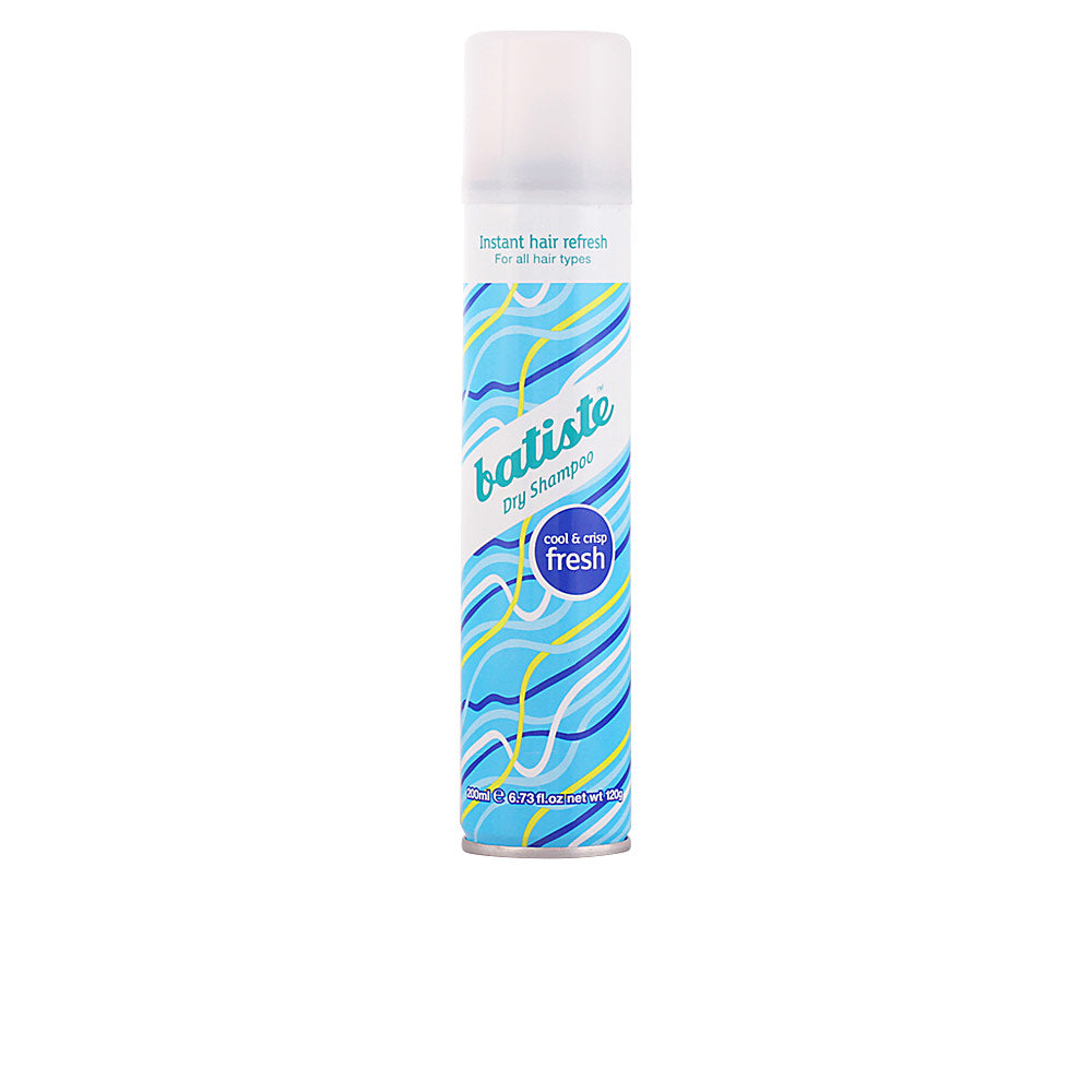 200 ml aerosol dry shampoo bottle labelled Fresh Cool &amp; Crisp, crisp fragrance, Unisex