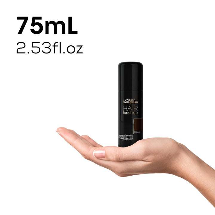 Aerosol root concealer spray bottle, dark brown, 75 ml, fine mist