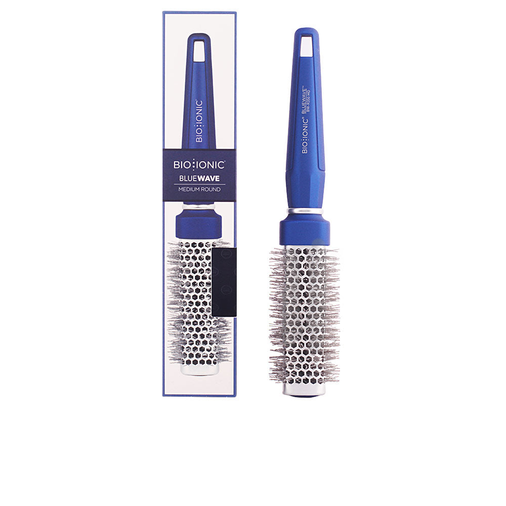 Medium round conditioning hair brush with undulating bristles, mineral-enriched fibres