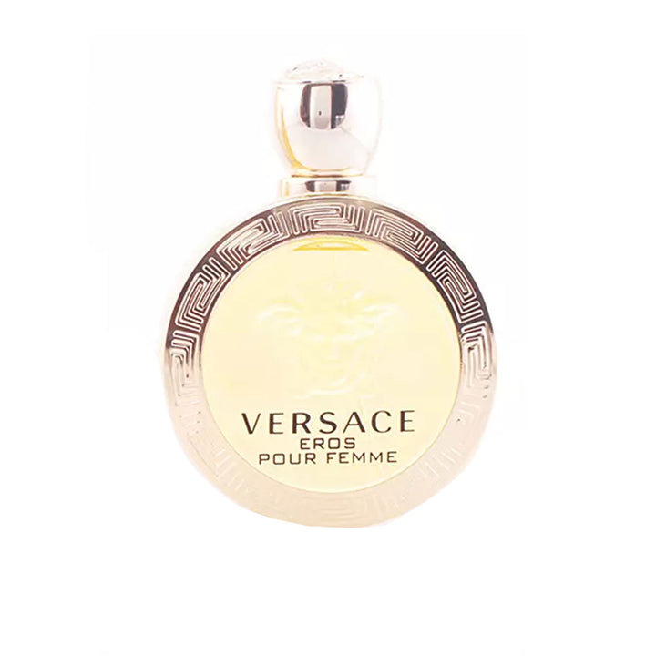 50 ml golden spherical perfume bottle with Medusa motif, citrus floral fragrance