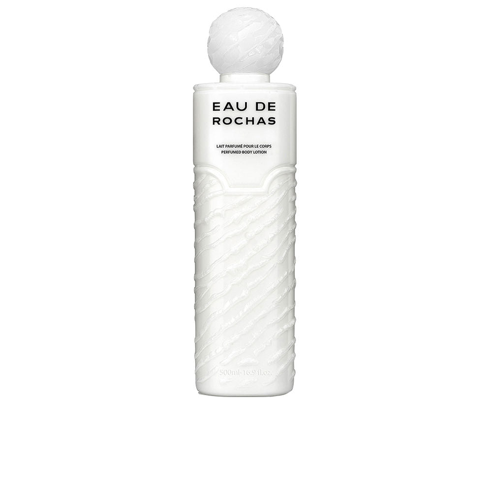 Bottle of EAU DE ROCHAS perfumed body lotion with citrus-aromatic fragrance