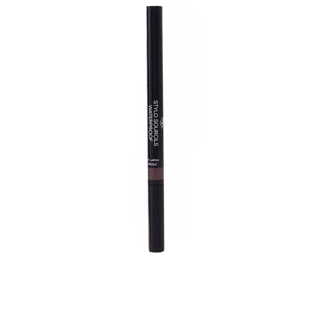 Chanel Slim black retractable eyebrow pencil with brown color band, white printed text, twist-up design