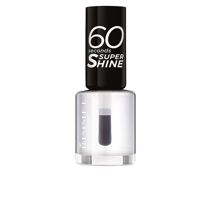 Small clear high‑gloss nail polish bottle, 8 ml, precision brush cap