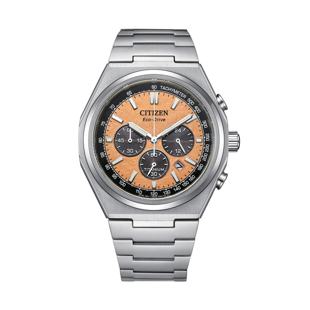 Precision Titanium Chronograph with Vibrant Orange Dial