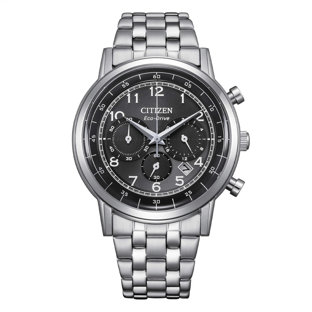 Precision Silver Chronograph with Black Dial
