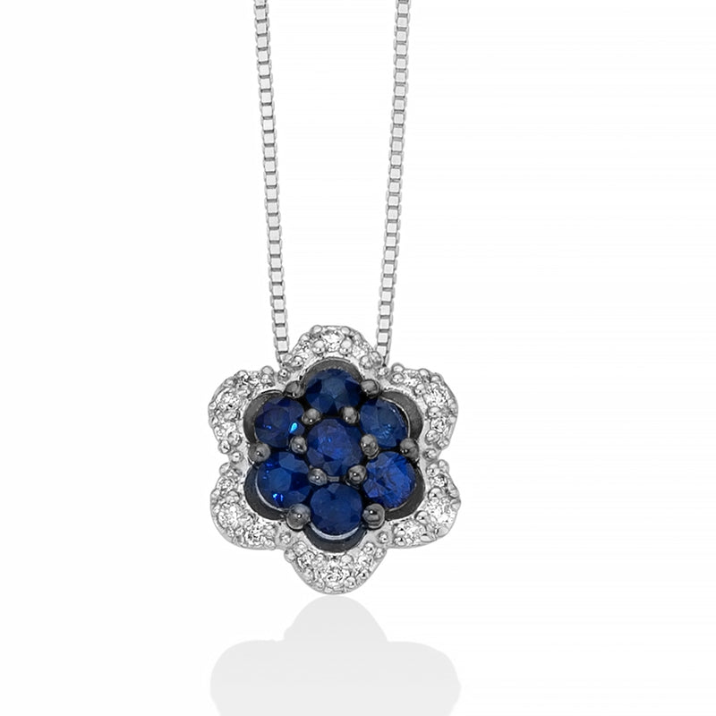 Celestial Harmony Pendant with Blue Sapphire and Diamond Accents