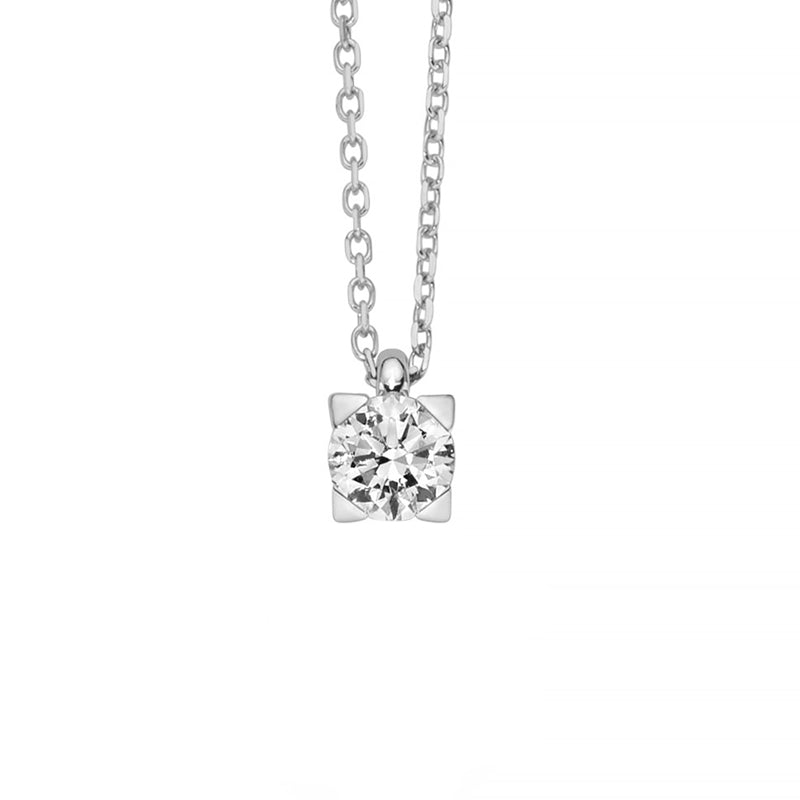 Timeless Diamond Solitaire Pendant in White Gold