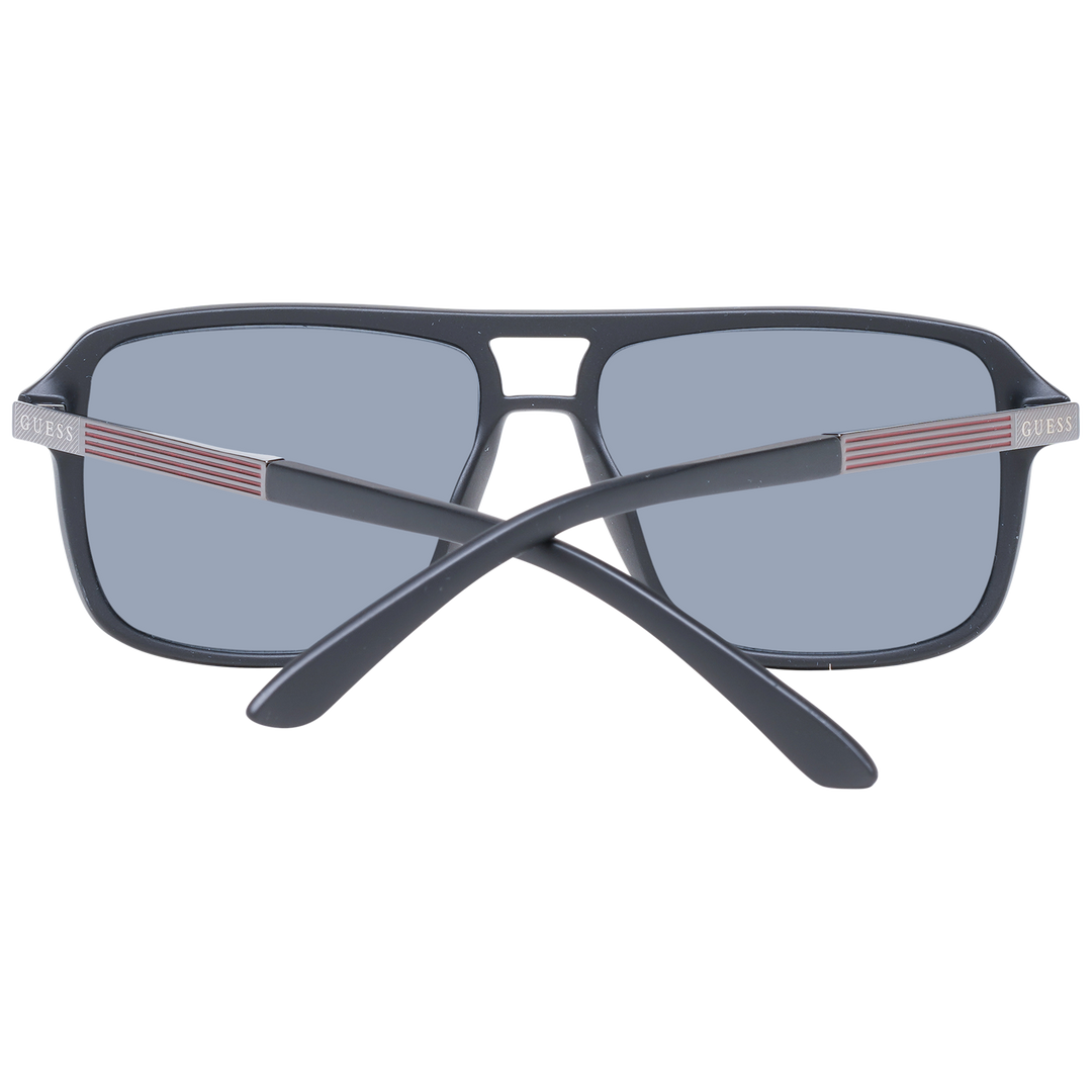 Black plastic sunglasses for Man with rectangular gray lenses and metal temple accents, double bridge