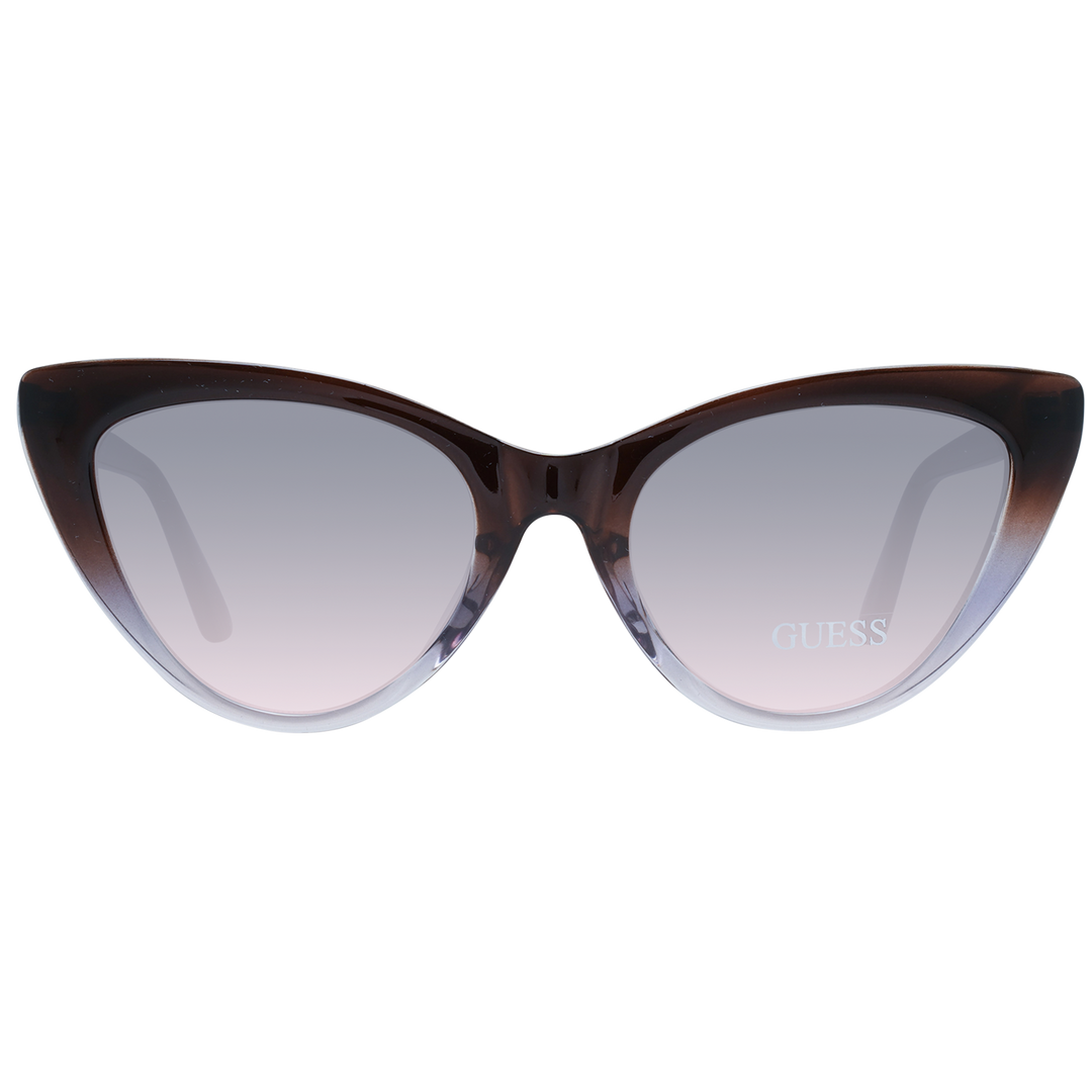 Guess women’s retro cat-eye sunglasses brown gradient to clear plastic frame with tapered brow and gradient lenses