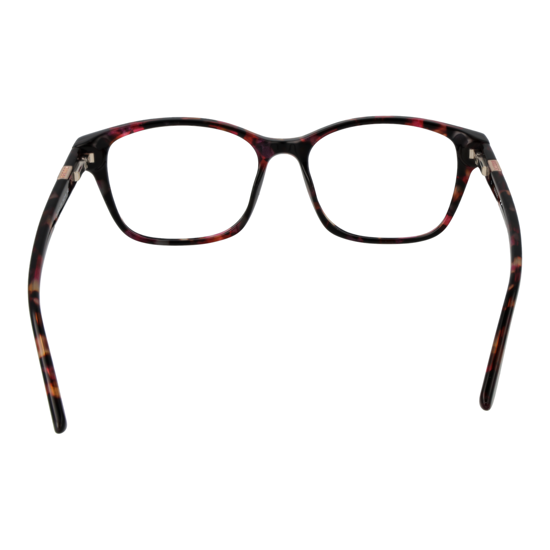 Tortoise shell rectangular eyeglasses for Women in plastic full-rim with pink temple accents and triangle detail