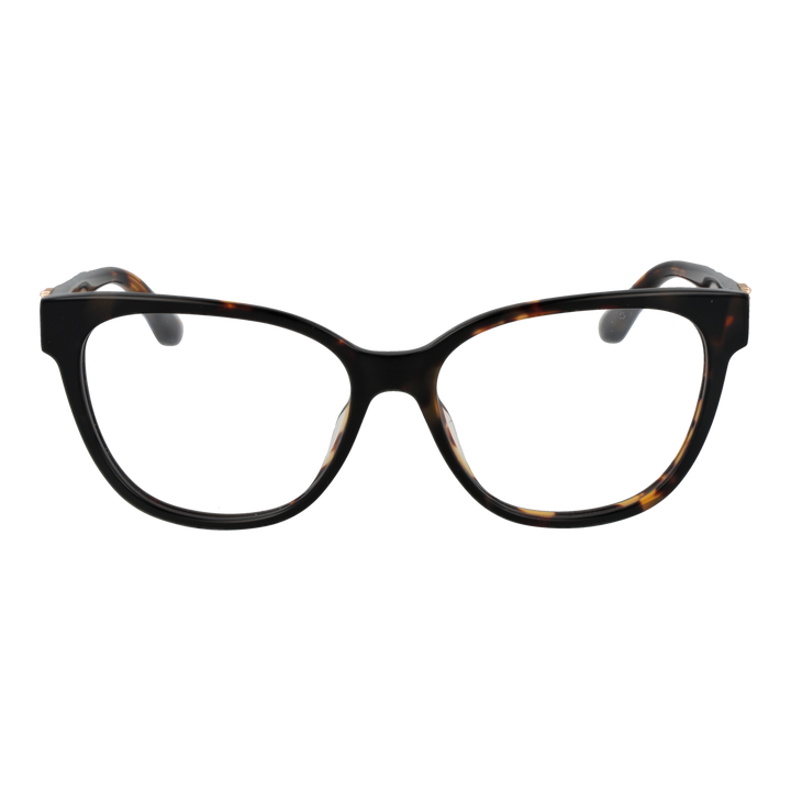Tortoiseshell cat-eye eyeglasses for Women in black and brown tones with gold temple embellishments on a neutral background.