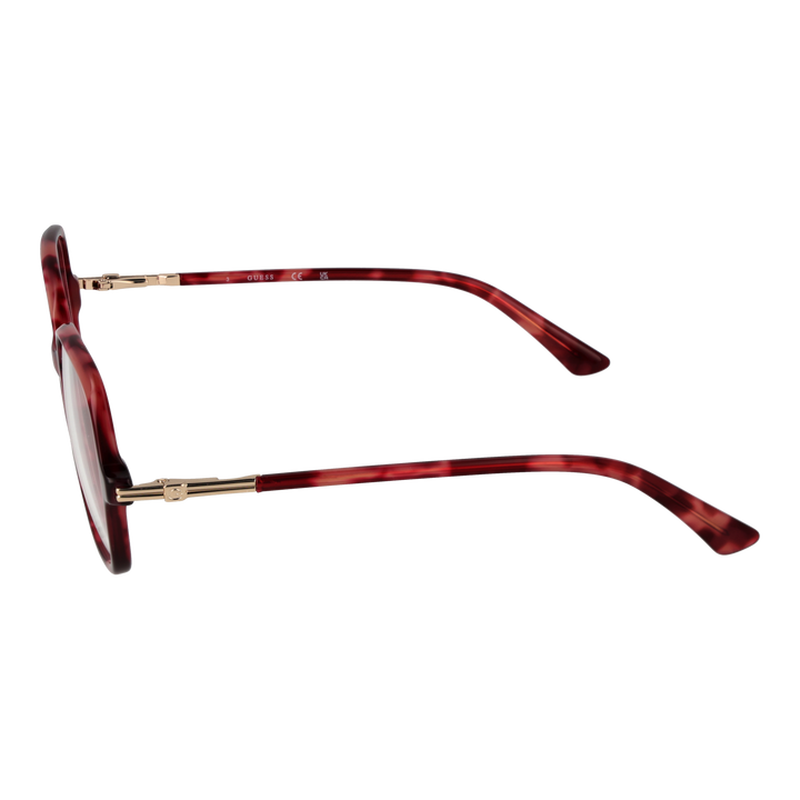 Red tortoiseshell square eyeglasses for Women with gold metal temples and lightweight plastic frame