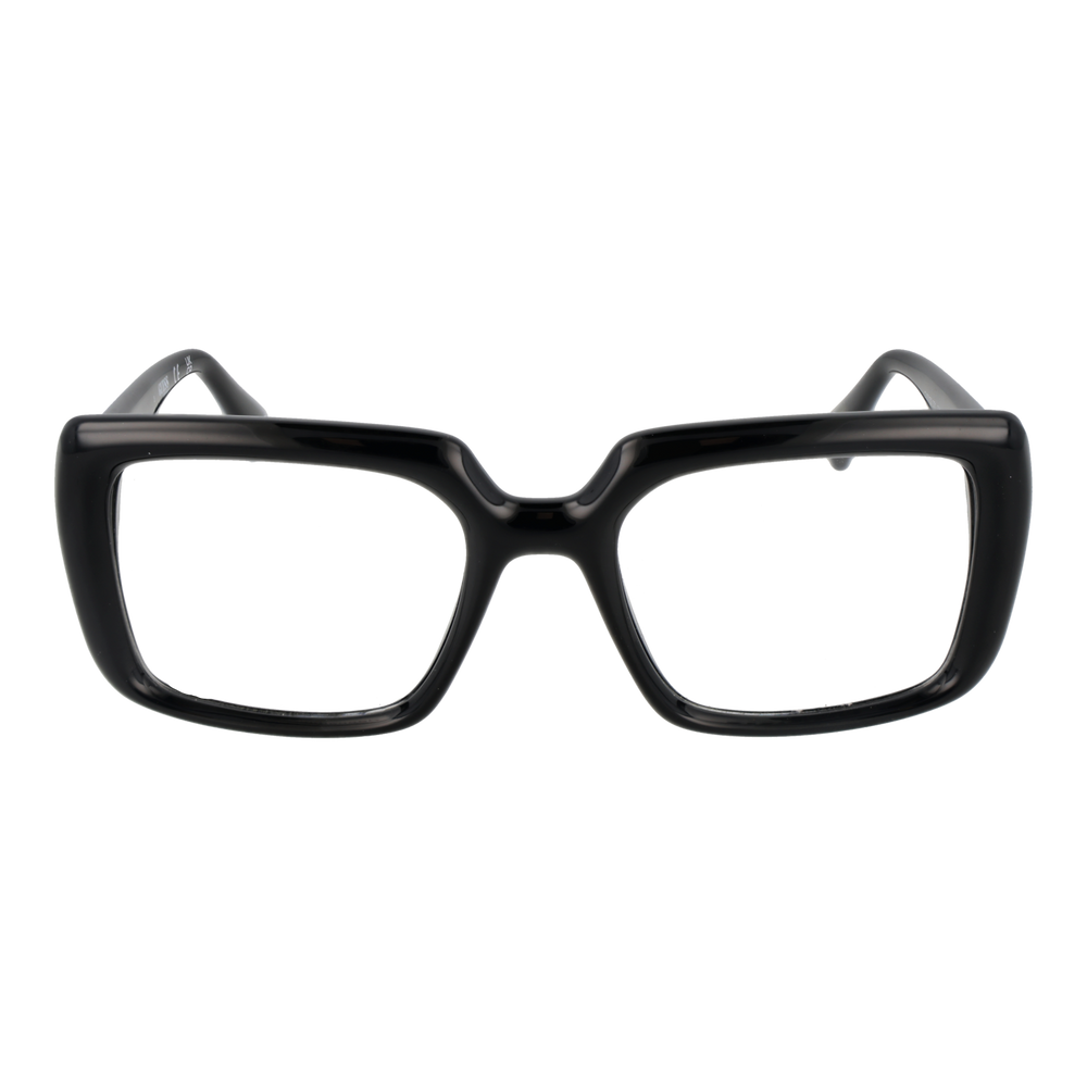 Unisex bold black rectangular full-rim eyeglasses in thick plastic frame, modern angular silhouette