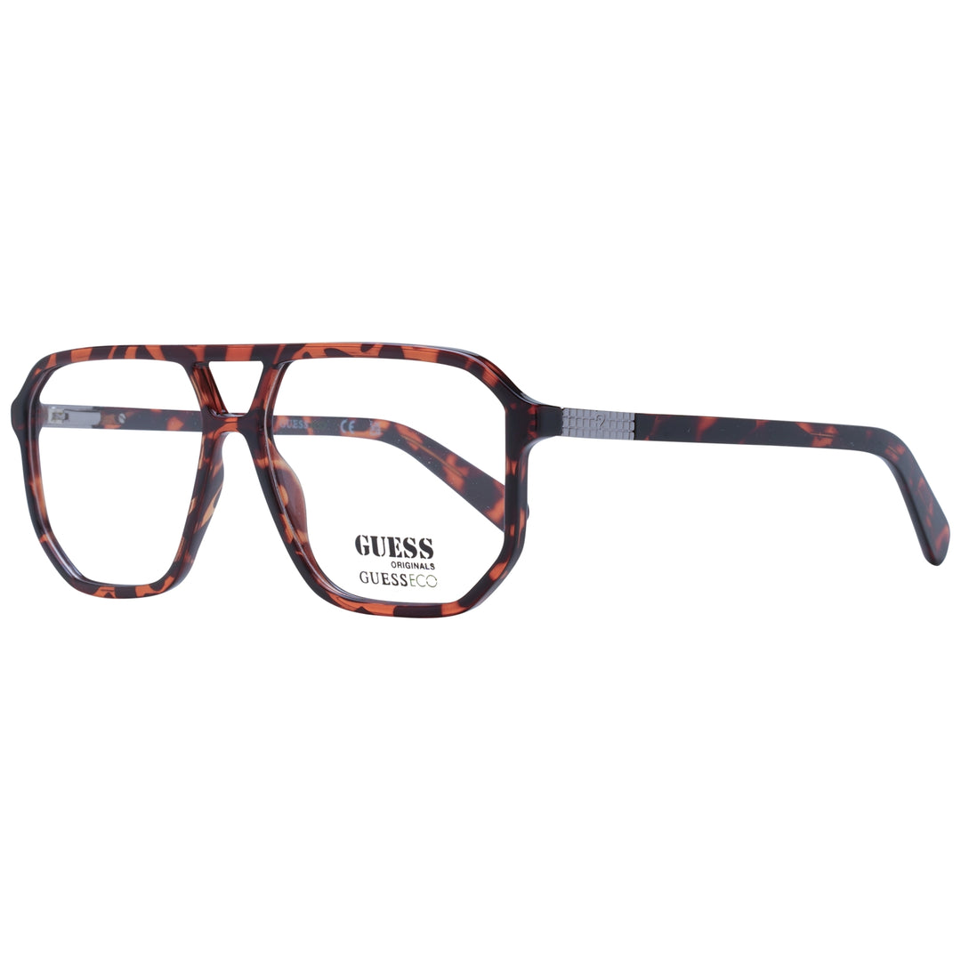 Unisex tortoise shell plastic full-rim square eyeglasses with double bridge on white background