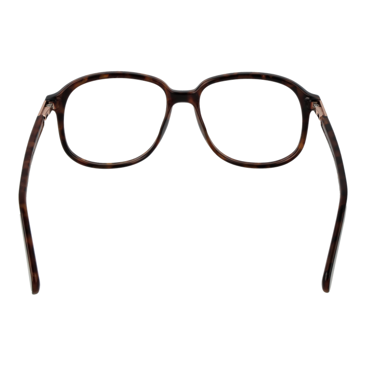 Unisex tortoise brown round eyeglasses with patterned temples and metallic accents, plastic frame frontal view