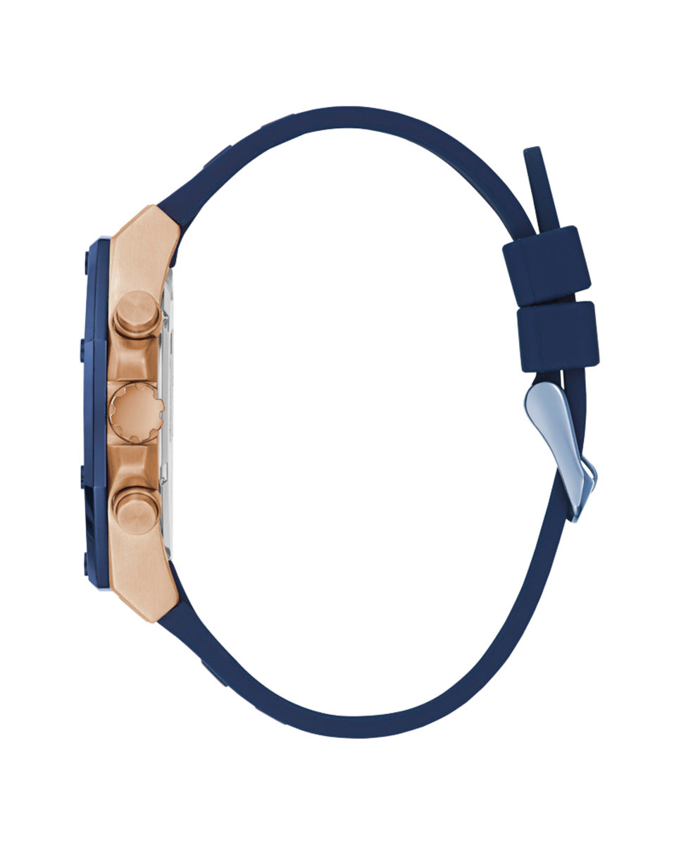 Rose Gold-Tone Chronograph with Navy Silicone Strap