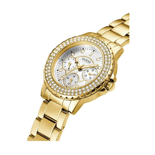 Radiant Gold-Tone Chronograph with Crystal Accents