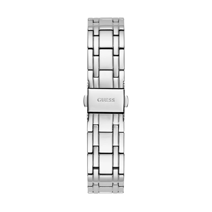 Silver stainless steel wristwatch with crystal-set bezel and bracelet on mineral dial, 36 mm case for Man