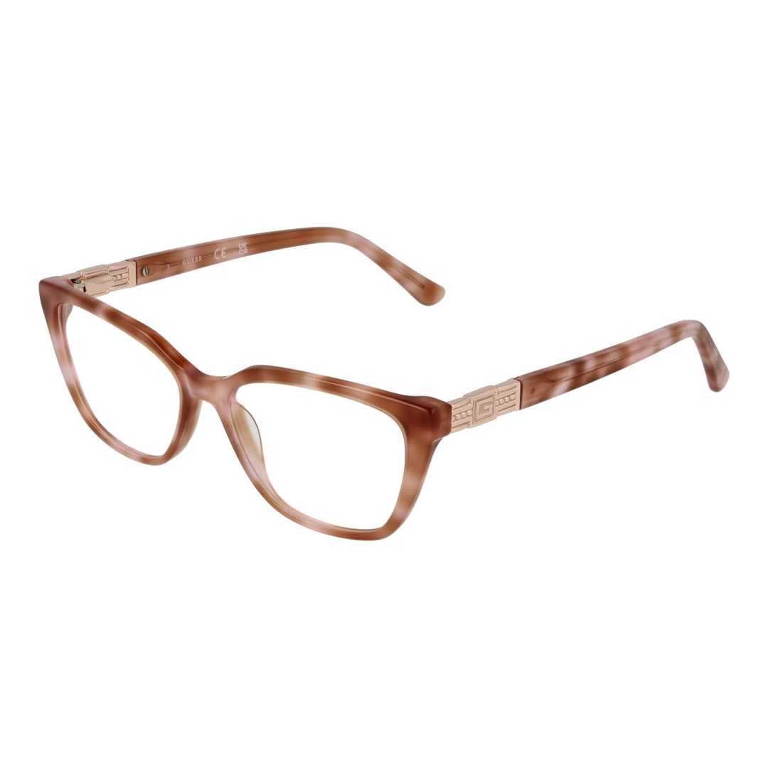 Brown full-rim rectangular eyeglasses with metal G-logo hinge and plastic frame for Women