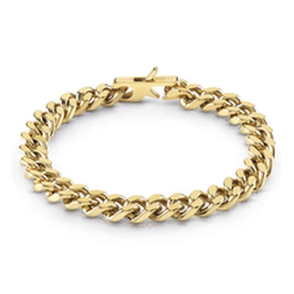 Gold chunky chain bracelet for Man featuring interlocking links and a secure clasp, shown on neutral background.