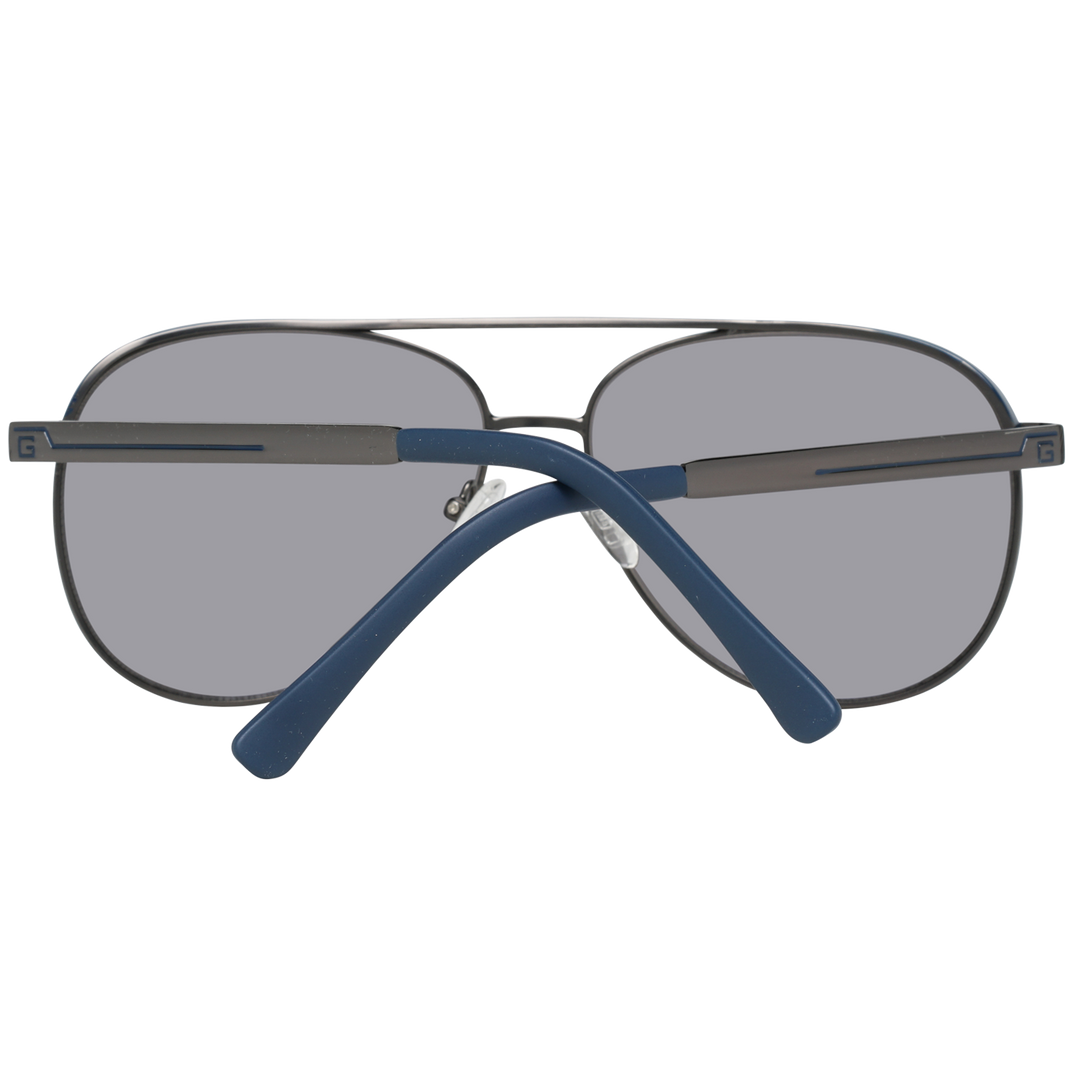 Unisex metal aviator sunglasses in blue-gray tones, double bridge, gradient lenses, adjustable nose pads