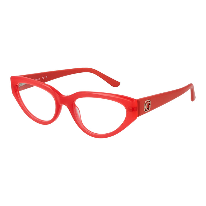 Red plastic cat-eye eyeglasses for Women with clear lenses and logo-emblazoned temples