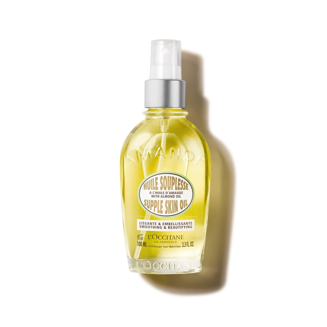 L'occitane En Provence Almendra Body Oil: 100 ml amber bottle of sweet almond and camelina body oil, botanical oils