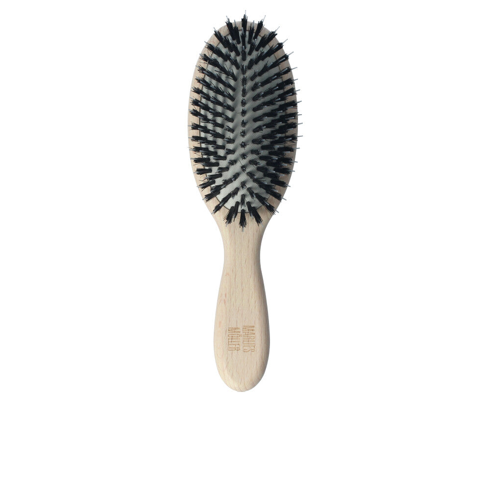 Lacquered beechwood paddle brush with boar bristles and nylon pins