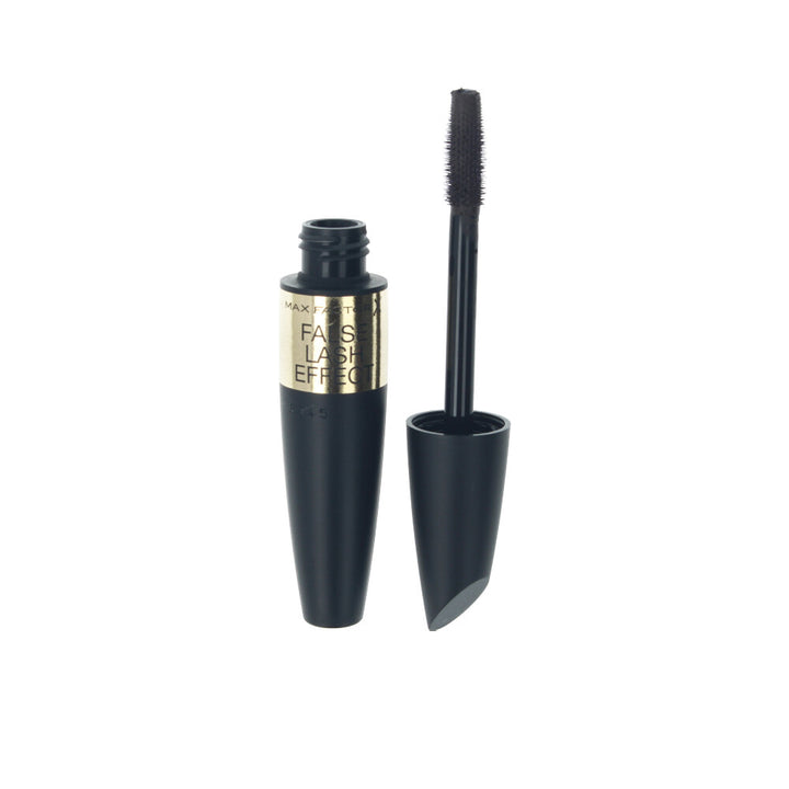 Tube of deep Raven black volumising mascara with tapered brush, 13.1 ml