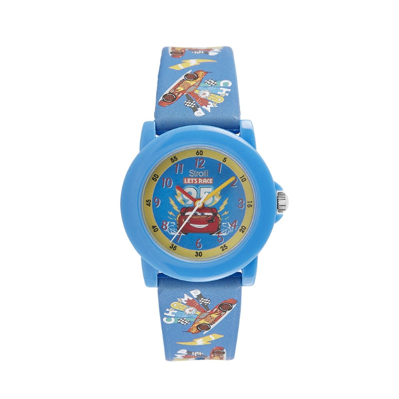 Stroili Blue Plastic Children's Watch: wristwatch with cartoon dial, numbered markers, and minute ticks