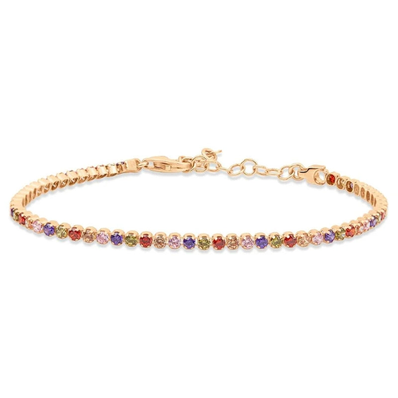 Stroili Gold Gem Bracelet: chain bracelet set with multicolored gemstones and adjustable clasp