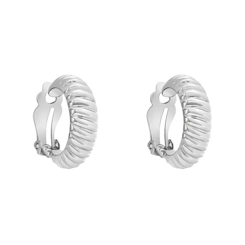 Stroili Polished Silver Hoop Earrings: pair of polished silver hoop earrings with hinged clasps reflecting light