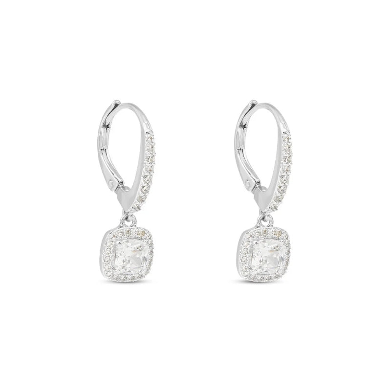 Stroili Silver Drop Earrings: pair of silver drop earrings with dangling gemstone accents