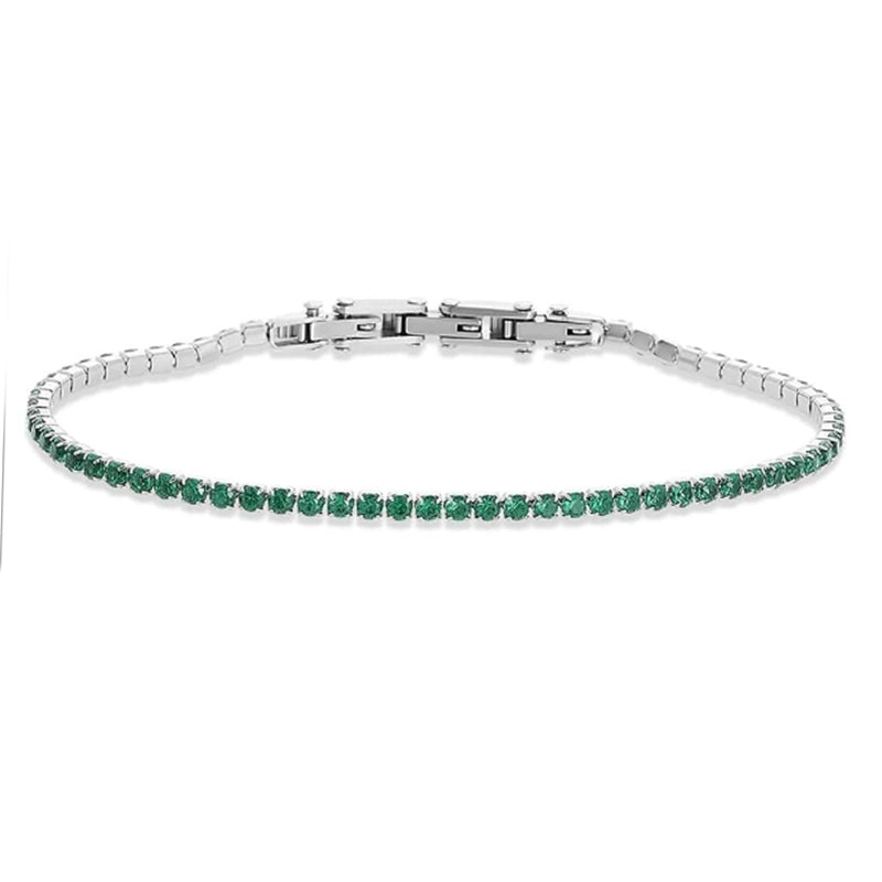 Stroili Silver Link Bracelet: linked bracelet with green accent links and a clasp closure for women