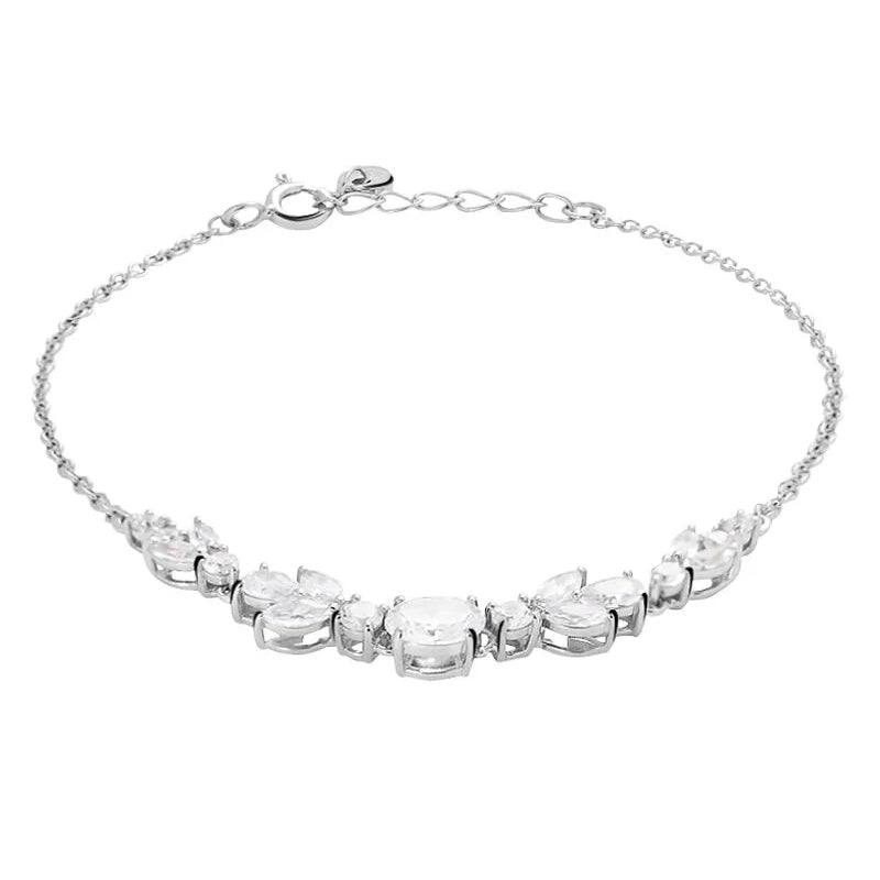 Stroili Sterling Silver Bracelet: bracelet with four teardrop cubic zirconia stones and cable chain